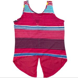Love by Chelsey size medium sheer pink & blue striped tank split back
